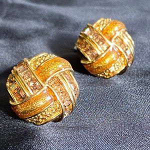 St. John Collection Rhinestone and Enamel Clip On